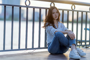 Lovely Girl, Asian, model, woman, jeans HD wallpaper