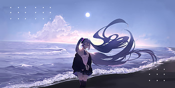Hatsune Miku Long Hairs , hatsune-miku, vocaloid, anime, anime-girl, artist, artwork, digital-art HD wallpaper