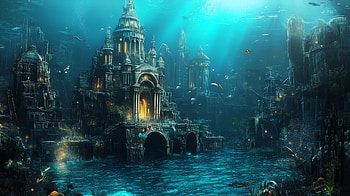 Fantasy Underwater : Dive into Enchantment, fantasy, underwater, underwater city, atlantis, ocean HD wallpaper
