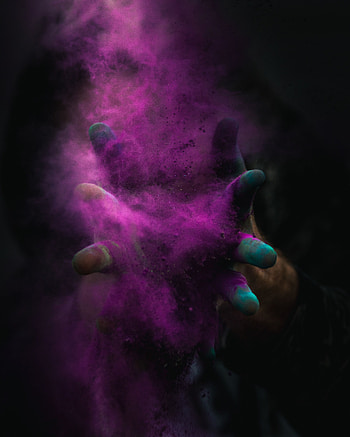 Powder, color, purple, fun, hands HD phone wallpaper