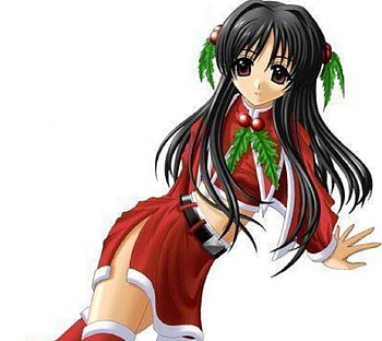 Christmas Girl, Cant think of a fourth, long hair, x-mas skirt, red HD wallpaper
