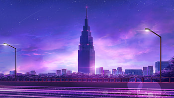 Cityscape, modern tower, city, neon HD wallpaper