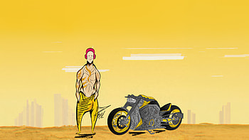 The Alone Man, artist, artwork, art, digital-art, bike, artstation HD wallpaper