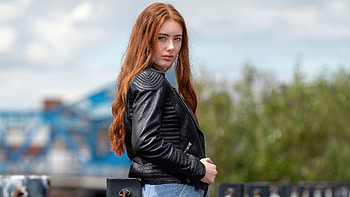 Redhead Girl Black Jacket , redhead, girls, model HD wallpaper