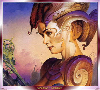 strange, head, fantasy, woman HD wallpaper