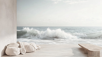 Serene Ocean View: White Aesthetic, Indoor, ocean, room HD wallpaper