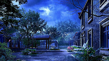 Rhythm_Of_Rain, trees, sky, flowers, homes HD wallpaper