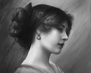 Portrait, profile, black, white, art, bw, girl, earring, xuezhang, retro, vintage, xue zhang HD wallpaper