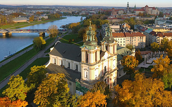 Church in Krakow, Poland, Poland, church, river, Vistula, Krakow, castle HD wallpaper