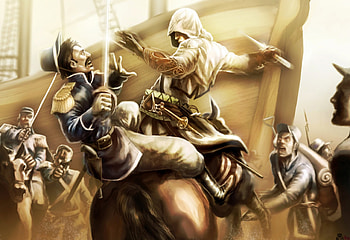 assassin's creed, assassins creed iii, connor, epic, ubisoft, , battle, game, , assassin HD wallpaper