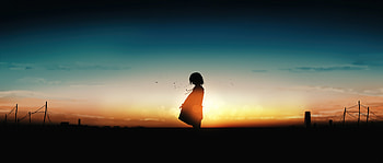 When Sunrise And Sunset Is Same, anime-girl, anime, artist, artwork, digital-art, alone HD wallpaper