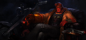 Hellboy With Bike Art, hellboy, artwork, deviantart, artist, digital-art HD wallpaper
