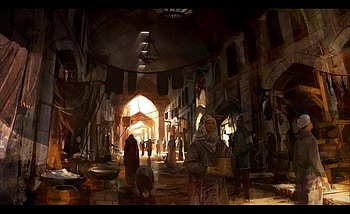 Damascus Souk, cg, fantasy, art, crowd, people HD wallpaper