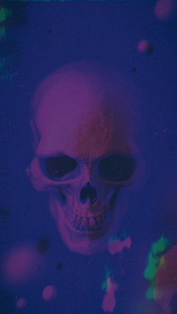 SK 18, head, pink, glitch, blue, dark, skull HD phone wallpaper
