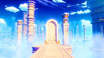 Genshin Impact : Mystical Sky Pillars Landscape, video game, Genshin Impact HD wallpaper