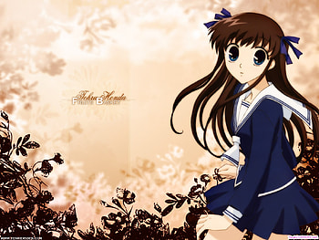 Fruits Basket 0 0 =p, furuba, fruba, pretty, black flowers, fruits basket, tohru honda, school uniform HD wallpaper