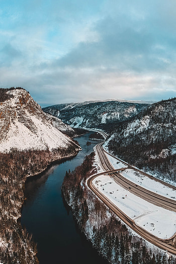 Landscape, Nature, Rivers, Mountains, View From Above, Canada HD phone wallpaper