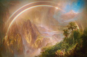 Rainbow, tropics, painting, art, pictura, frederic edwin church, rainy season HD wallpaper
