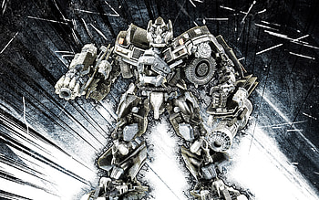 Ironhide, grunge art, Transformers, creative, Autobot, Ironhide Transformer, Ironhide , gray abstract rays, GMC Pickup Truck Transformer HD wallpaper