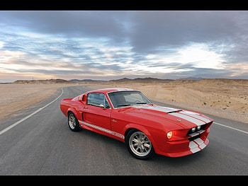 Mustang, road, car, red HD wallpaper