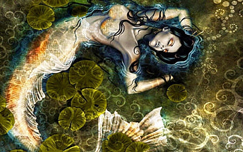Gorgeous Mermaid, alluring, gorgeous, Mermaid, black hair, fantasy, seas, dreamy, lovely, ocean HD wallpaper