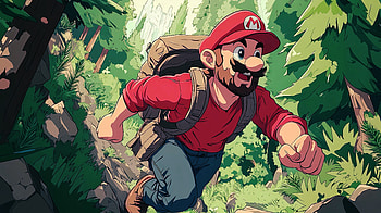 Mario in the forest HD wallpaper