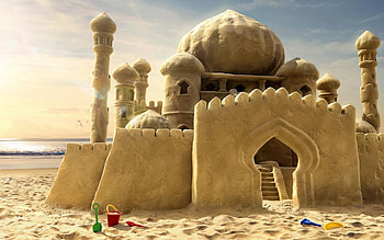 Landscape, Houses, Art, Architecture, Sand HD wallpaper
