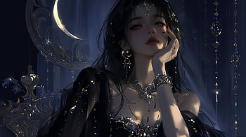 Anime Girl - Moon Goddess, Anime, Anime Girl, AI Art HD wallpaper