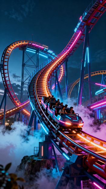 Neon Night Coaster | Midnight Loop | Electric Thrill Ride, neon lights, night HD phone wallpaper