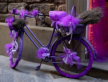 Bycicle Lavender, bycicle, purple, fantasy, art, lavender, beautiful HD wallpaper
