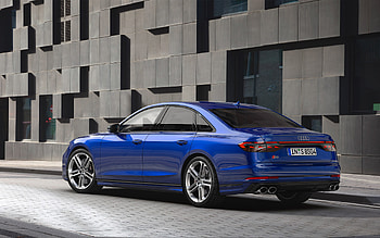 2022, Audi S8, exterior, rear view, blue sedan, new blue S8, German cars, Audi HD wallpaper