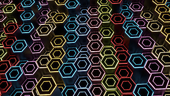 Hexagonal Harmony Honeycomb Glow, abstract, artist, artwork, digital-art, deviantart HD wallpaper