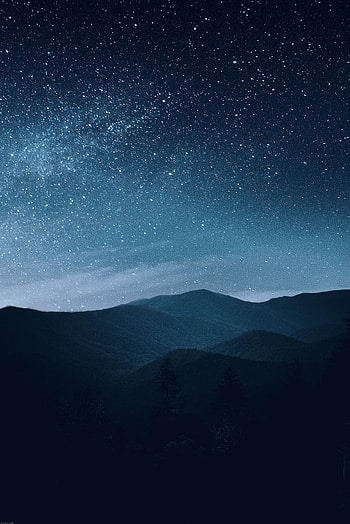 Night, mountains, silhouette, starry sky HD phone wallpaper