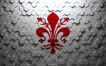 Flag of Florence, honeycomb art, Florence hexagons flag, Florence 3d hexagons art, Florence flag HD wallpaper