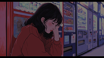 Sad Lofi Girl - Melancholic Moments, sad lofi girl, girl, vending machine, urban, illustration HD wallpaper