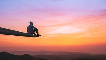 Hoddie Guy On Edge Watching Sunset, hoodie, graphy, sunset, nature, alone HD wallpaper