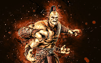 Goro, , brown neon lights, Mortal Kombat Mobile, fighting games, MK Mobile, creative, Mortal Kombat, Goro Mortal Kombat HD wallpaper