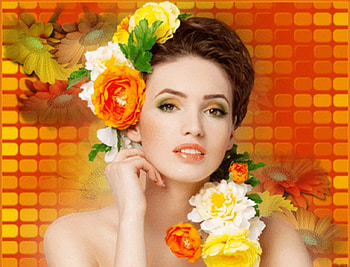 Flower-girl, model, flower, brunette, beautiful, girl HD wallpaper