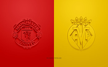 Manchester United vs Villarreal, 2021, UEFA Champions League, Group Ф, 3D logos, yellow red background, Champions League, football match, 2021 Champions League, Manchester United, Villarreal HD wallpaper