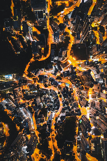 Cities, Lights, View From Above, Road, Night City HD phone wallpaper