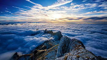 Saentis Mountains Clouds View From Top , mountains, clouds, nature HD wallpaper