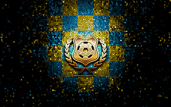 Ismaily SC, glitter logo, Egyptian Premier League, blue yellow checkered background, EPL, soccer, egyptian football club, Ismaily SC logo, mosaic art, football, Ismaily FC, El Ismaily HD wallpaper
