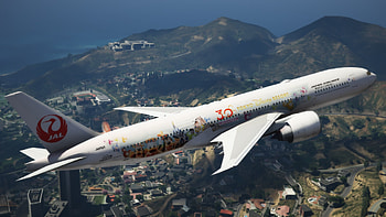Japan Airlines, Boeing 777-200, Japan airlines pack, Flight simulator HD wallpaper