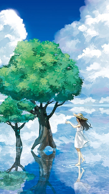 tree, Anime, Original HD phone wallpaper