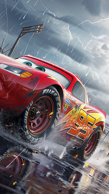 Lightning McQueen Storm Race, movie, Cars (Pixar), Lightning McQueen HD phone wallpaper