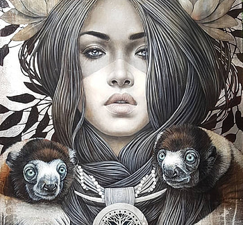 :), animal, art, painting, fantasy, sophie wilkins, pictura, face, girl HD wallpaper