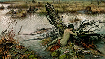 Lost Forever, magic, mermaid, fantasy, pollution, dark, death HD wallpaper