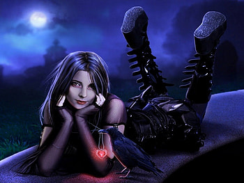 Forever in my Heart, blue, raven, fantasy, girl, heart HD wallpaper