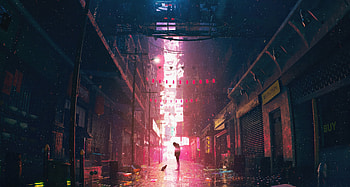 Exploring Empty Streets With A Curious Cat, artist, artwork, digital-art HD wallpaper