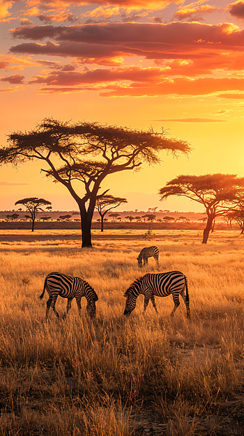 African Sunset: A Serene , Wildlife HD phone wallpaper